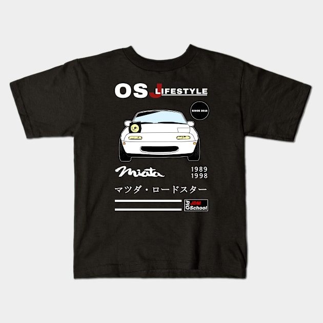 Miata OSJ LifeStyle [Black Edition] Kids T-Shirt by OSJ Store